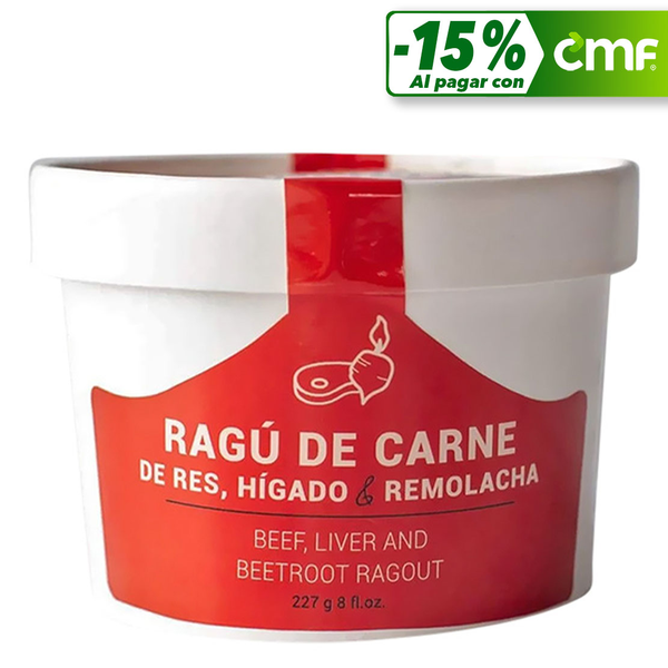 Alimento congelado de 8oz carne de res, hígado y remolacha para perro