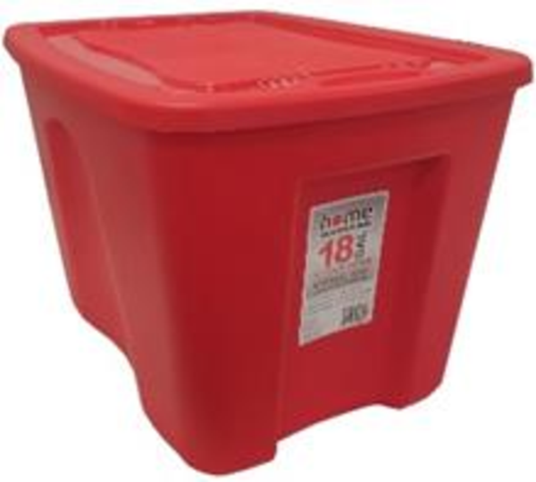Caja plástica para almacenar, 18 galones, color rojo - Home