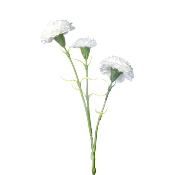 Planta artificial Clavel color blanco -  3 piezas