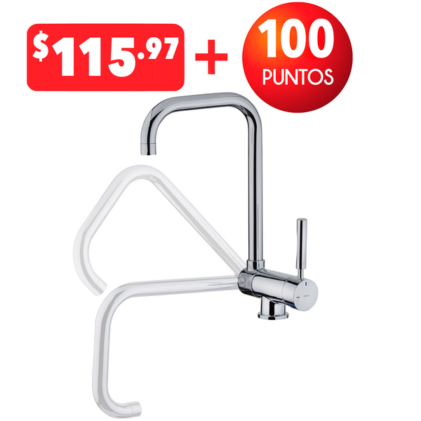 Llave monomando de fregador MTP 984 con caño giratorio a 90° cromado