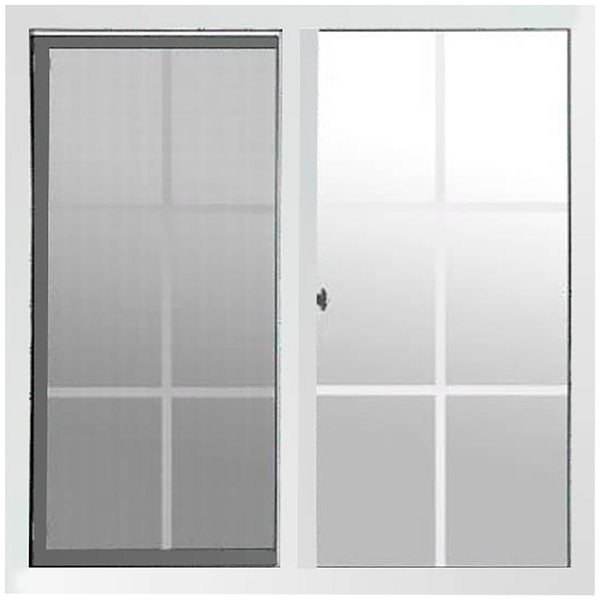 Ventana francesa de 1.2m x 1.2m de PVC color blanco