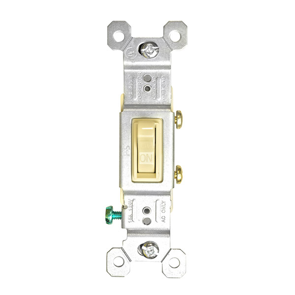 Interruptor sencillo de 15A y 120V de color ivory de 10 piezas