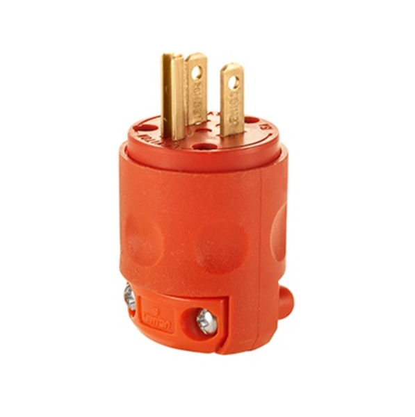 Conector macho de PVC de 125V color naranja