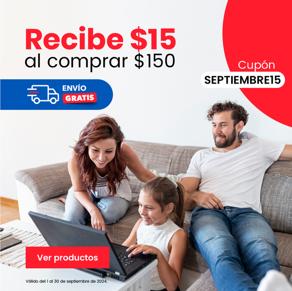 Descuento de -$15 por compras sobre $150