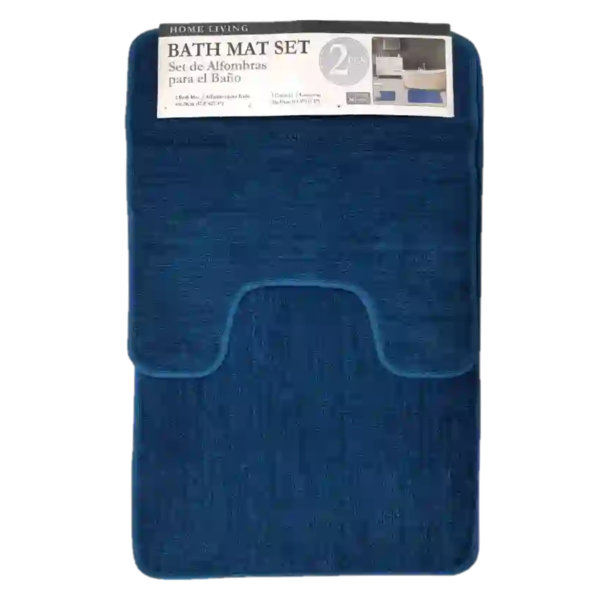 Juego de alfombras con contorno para baño color azul - 2 piezas