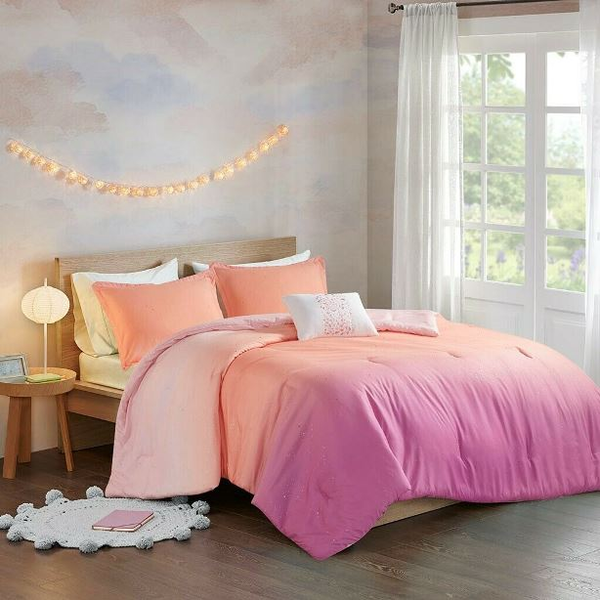 Juego de comforter Glimmer color rosado tamaño Full/Queen Mi Zone