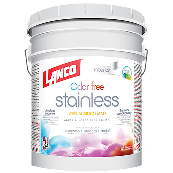 Pintura de látex acrílico Odor-Free acabado mate base pastel de 5gl