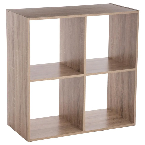 Estante auxiliar modular de madera con 4 compartimentos