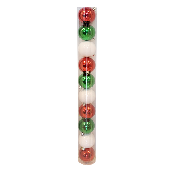 Juego de bolas navideñas de 70mm de colores surtidos de 10 unidades