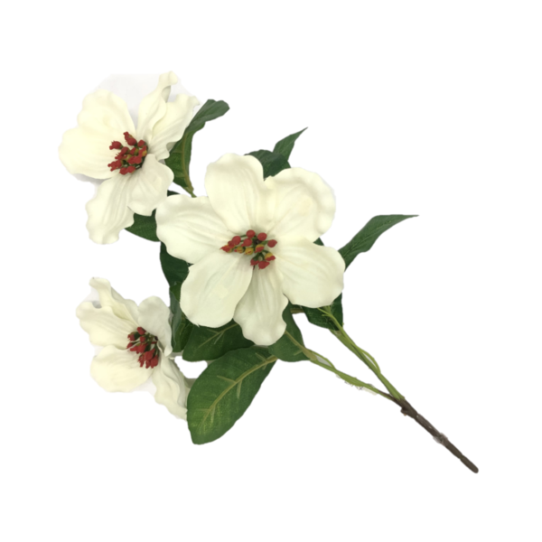 Rama de 3 flores 47cm decorativas color blancas