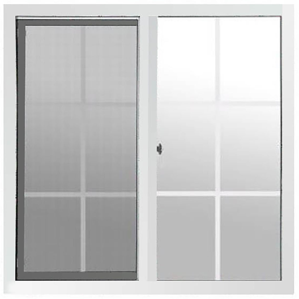 Ventana francesa de 0.9m x 0.9m de PVC color blanco