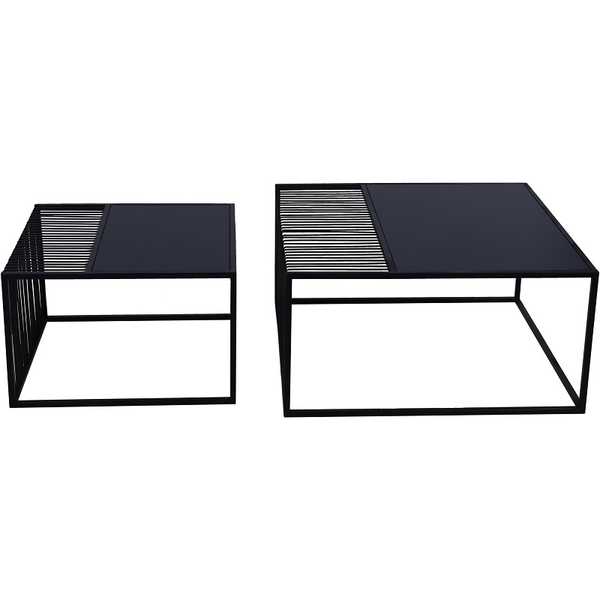 Juego de mesas rectangulares color negro de 2 piezas