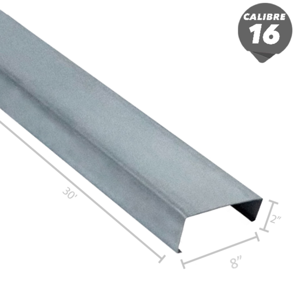 Carriola galvanizada de 8" x 30' de calibre 16