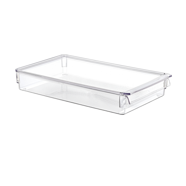 Organizador acrílico Maxi con tapa 36cm 20cm x 10cm para refrigerador