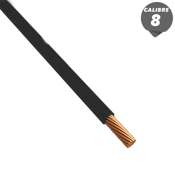 Cable THHN de 1m calibre 8AWG color negro