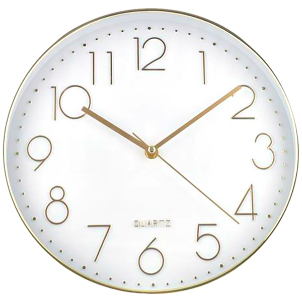 Reloj de pared con marco de metal color dorado/blanco