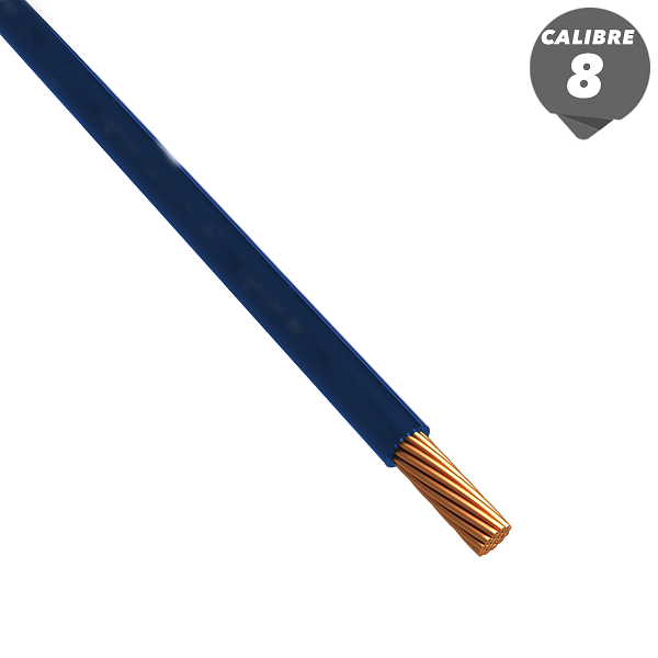 Cable THHN de 1m calibre 8AWG color azul