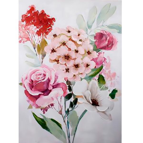 Cuadro de 70cm x 100cm x 3cm con diseño floral rosado