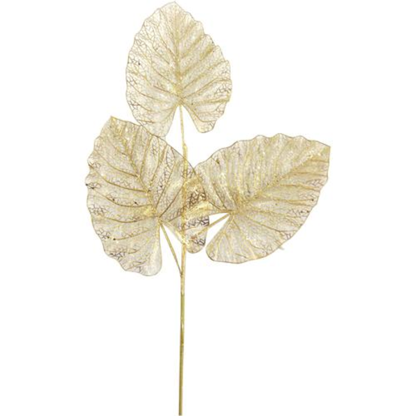 Rama artificial de 3 hojas de 80cm color dorado