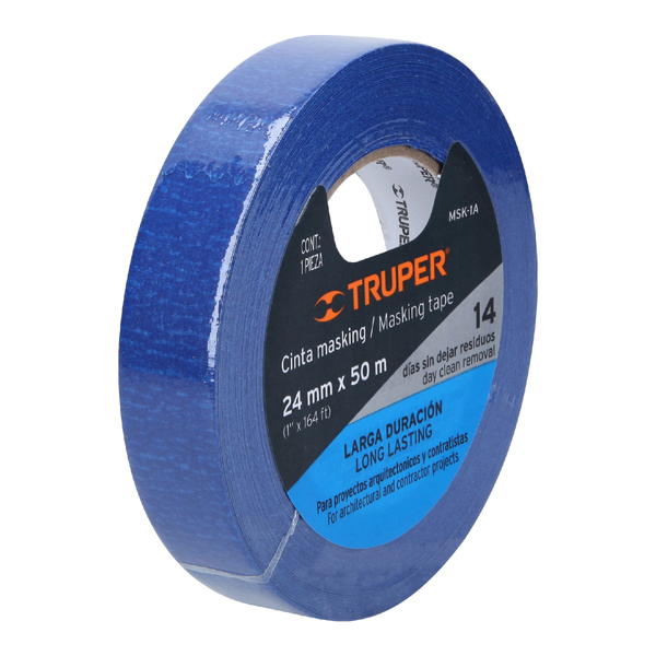 Cinta masking tape azul de 1" x 50 m para pintor