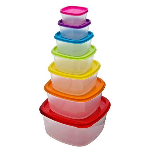 Juego de 7 envases para alimentos multi color