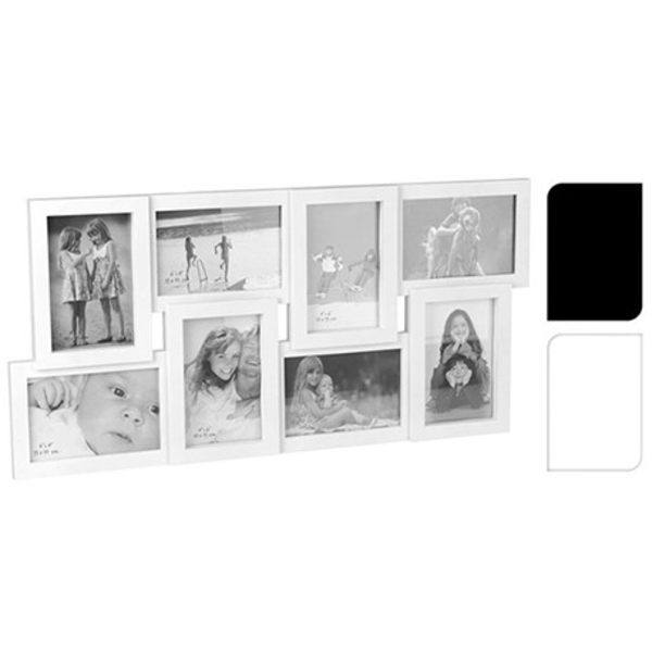 Portaretrato de 60cm x 29cm con capacidad para 8 fotos color blanco/negro
