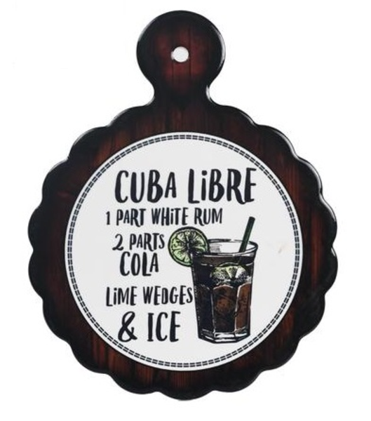 Placa decorativa plástica con frase Cuba Libre de color negro CONCEPTS