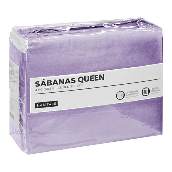 Juego de sábana tamaño queen color lavanda