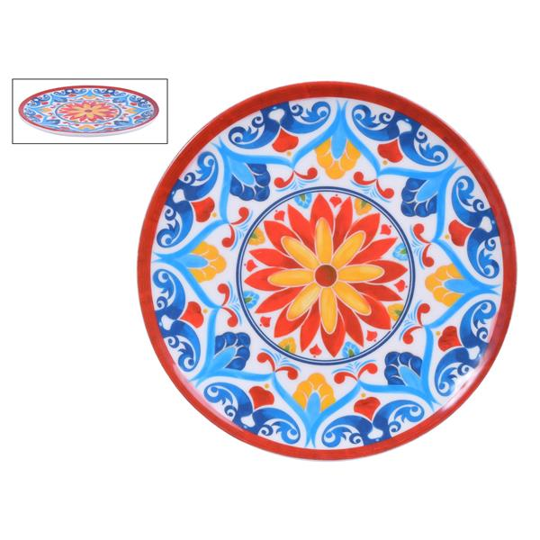 Plato de melamina mediano 19cm Mosaico azul y rojo - Concepts