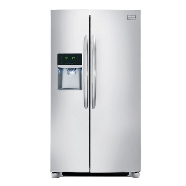 Refrigeradora Side by Side de color gris con capacidad de 25p3