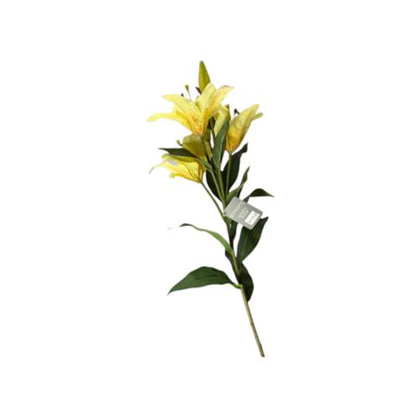 Flor de lirio artificial 78cm decorativa color amarilla