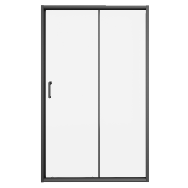 Puerta de vidrio templado de 1.35m x 1.90m acabado negro mate