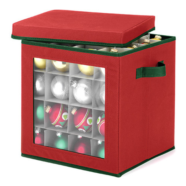 Caja roja para adornos navideños