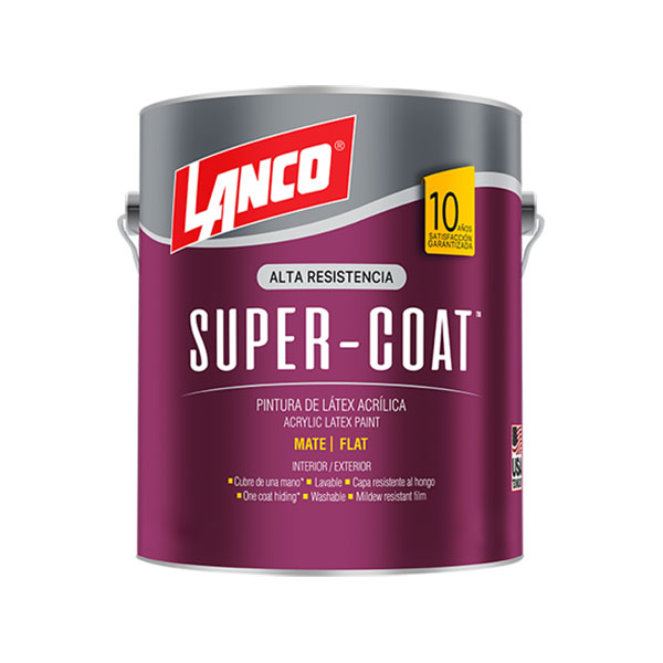 Pintura latex acrílica Super Coat con resina de base blanco 1/4gl