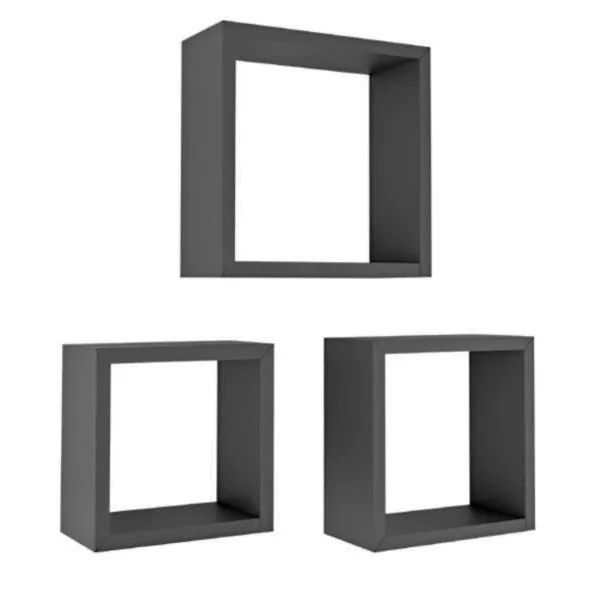 Juego de repisas Decorare con diseño de cubo color negro - 3 piezas