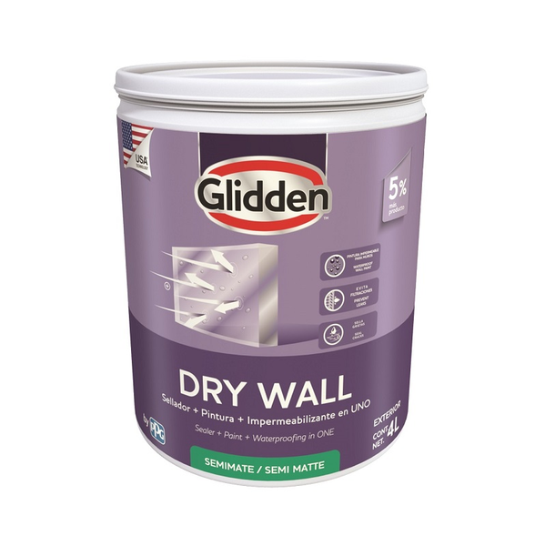 Pintura impermeabilizante Dry Wall acabado semimante base blanca 1gl