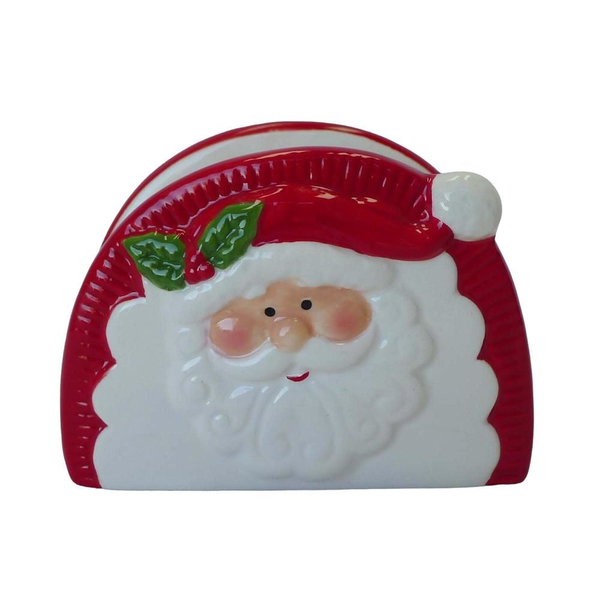 Servilletero de cerámica con diseño de Santa Claus
