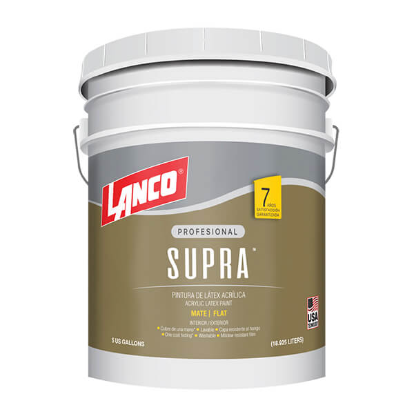 Pintura de látex acrílica Supra acabado mate base deep 5gl