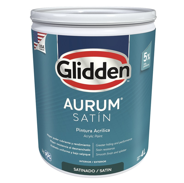 Pintura acrílica Aurum Satín acabado sartinado color blanco 1gl