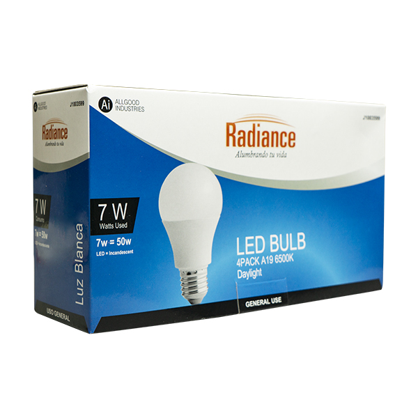 Bombillo LED de 7W con base E27 de 6500K - 4 unidades