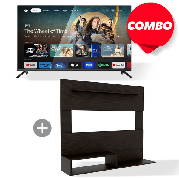 Combo TV Smart de 55" y mueble panel para TV color wengue