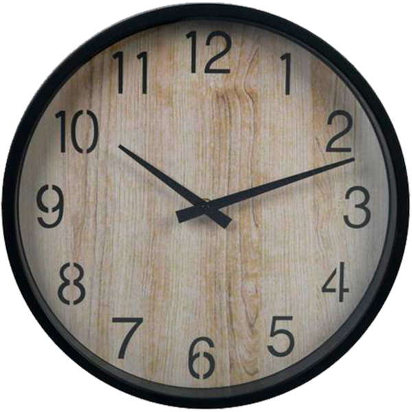 Reloj de pared con marco de metal color negro/madera