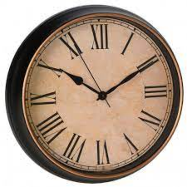 Reloj de pared borde negro fondo crema 35 cm