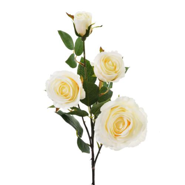Rosa artificial de 78cm color crema