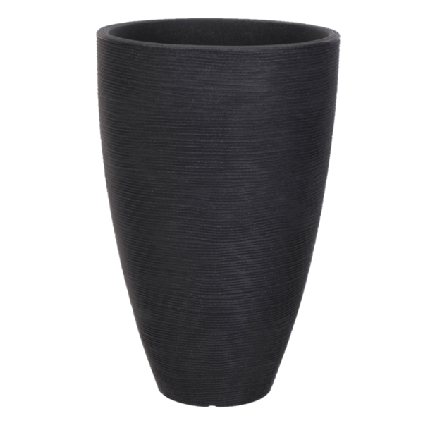 Pote plástico de 40cm x 60cm con diseño acanalado color negro