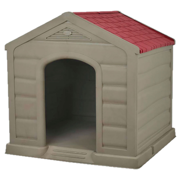 Casa para perro color taupe/rojo UBQ para razas medianas y grandes