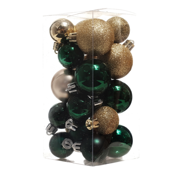 Juego de bolas navideñas color dorado/verde - 20 piezas
