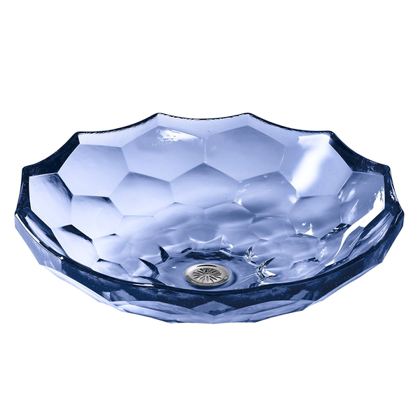 Lavamanos de vidrio Briolette™ acabado translucent sapphire