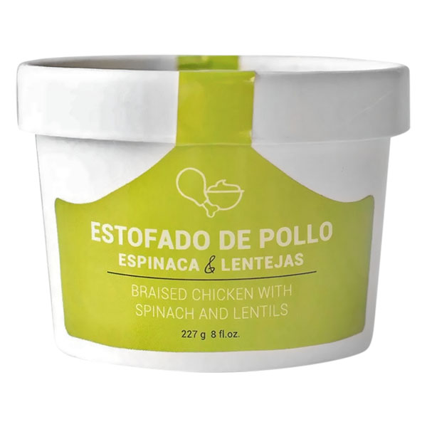 Alimento congelado de 8oz pollo, espinaca y lentejas para perro