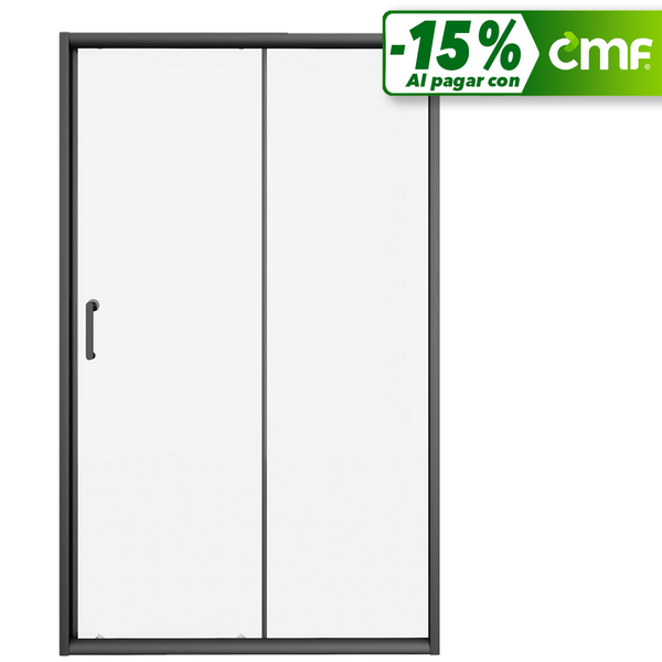 Puerta de vidrio templado de 1.20m x 1.90m acabado negro mate